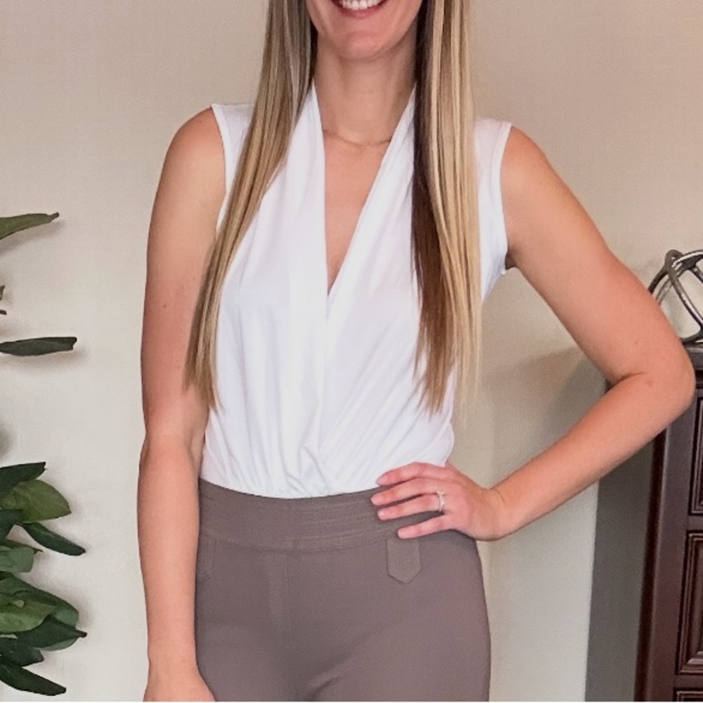 KORAI Tall White Sleeveless Bodysuit